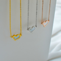 Stainless Steel Sweater Chain Necklace, 316L Stainless Steel, with White Shell, Heart, plated, oval chain Approx 25 Inch 