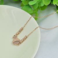 Stainless Steel Jewelry Necklace, 316L Stainless Steel, with 2lnch extender chain, Fish, rose gold color plated, oval chain & with rhinestone & stardust Approx 16 Inch 