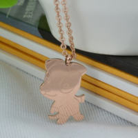 Stainless Steel Jewelry Necklace, 316L Stainless Steel, with 2lnch extender chain, Dog, rose gold color plated, oval chain Approx 16 Inch 