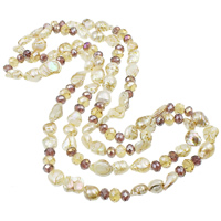 Кристальное ожерелье из пресноводных жемчуг, Пресноводные жемчуги, с Кристаллы, натуральный, разноцветный, 9-20mm, длина:Приблизительно 48 дюймовый, продается Strand