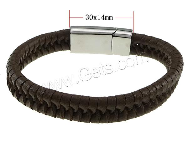 Rindsleder-Armbänder, Kuhhaut, 316 Edelstahl Verschluss, unterschiedliche Länge der Wahl, Kaffeefarbe, 12mm, verkauft von Strang