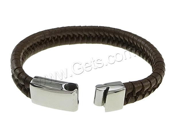 Rindsleder-Armbänder, Kuhhaut, 316 Edelstahl Verschluss, unterschiedliche Länge der Wahl, Kaffeefarbe, 12mm, verkauft von Strang