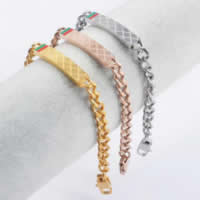 Stainless Steel Chain Bracelets, 316L Stainless Steel, plated, curb chain & enamel 8mm Approx 8 Inch 