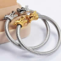 Stainless Steel Cuff Bangle, 316L Stainless Steel, Dragon, plated 7mm, Inner Approx 