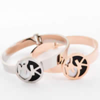 Stainless Steel Bangle, 316L Stainless Steel, with White Shell & Acrylic, plated 22mm, Inner Approx 