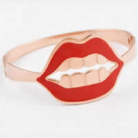 Stainless Steel Bangle, 316L Stainless Steel, Lip, rose gold color plated, enamel, 60mm, Inner Approx 