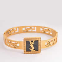 Stainless Steel Bangle, 316L Stainless Steel, with Acrylic, Square, gold color plated, 20mm, Inner Approx 