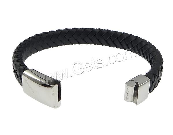 Cowhide Bracelets, 316 stainless steel clasp, different length for choice, more colors for choice, 12mm,32-34x13-14mm, Sold By Strand