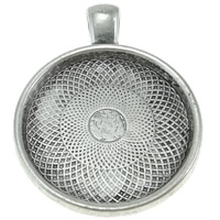 Zinc Alloy Pendant Cabochon Setting, Flat Round, plated, textured Approx Inner Approx 24mm, Approx 