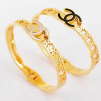 Stainless Steel Bangle, 316L Stainless Steel, Letter C, gold color plated 20mm, Inner Approx 