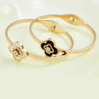 Stainless Steel Bangle, 316L Stainless Steel, Flower, plated & with rhinestone, 20mm, Inner Approx 
