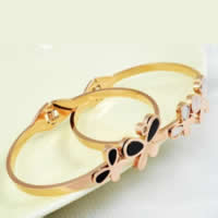 Stainless Steel Bangle, 316L Stainless Steel, Butterfly, plated & with rhinestone, Inner Approx 