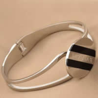Stainless Steel Bangle, 316L Stainless Steel, with Acrylic, Flat Oval, original color, 30mm, Inner Approx 