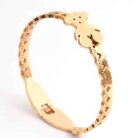 Stainless Steel Bangle, 316L Stainless Steel, Bear, gold color plated, 20mm, Inner Approx 