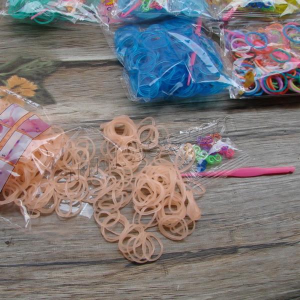 Ткацкий станок полос, Резинка, с пластик, отличается упаковка стиль для выбора & attachted крючок & с S клипа & для детей, разноцветный, 2mm, продается сумка