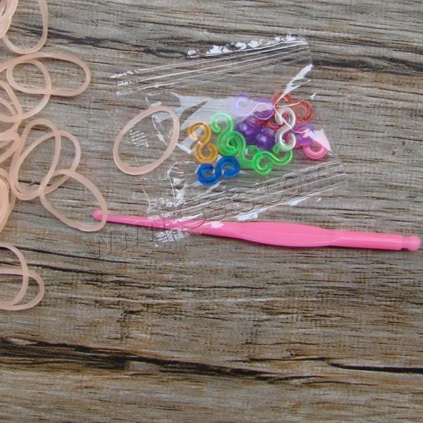 Loom Bands, Gummi, mit Kunststoff, verschiedene Verpackungs Art für Wahl & Angehängte Häkelnadel & mit Clip S & für Kinder, gemischte Farben, 2mm, verkauft von Tasche