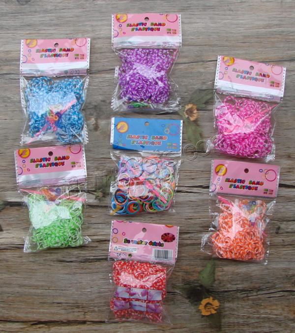 Loom Bands, Rubber, with Plastic, different packing style for choice & attachted crochet hook & with plastic S clip & for children, mixed colors, 2mm, Sold By Bag