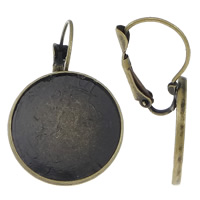 Латунь рычажок для сережки, Плоская круглая форма, Покрытие под бронзу старую внутренний диаметр:Приблизительно 20mm, 3000ПК/Лот, продается Лот