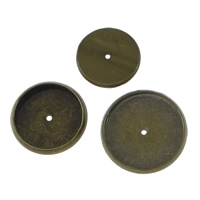 Brass Cabochon Settings, Flat Round, antique bronze color plated & flat back 