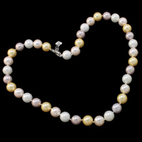 Ожерелье из ракушки Южного моря, южноморская ракушка, латунь Замок-карабин, с 3cm наполнитель цепи, Круглая, 10mm, длина:Приблизительно 15.5 дюймовый, продается Strand