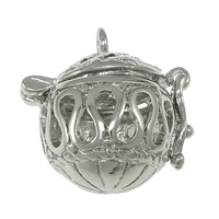 Pregnant Ball Locket Pendant, Brass, Round, platinum color plated, can be filled up with DIY materials & hollow Approx 2mm, Inner Approx 12mm 