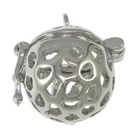 Pregnant Ball Locket Pendant, Brass, Round, platinum color plated, can be filled up with DIY materials & hollow Approx 2mm, Inner Approx 12mm 