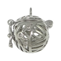 Brass Pregnant Ball Locket pendant Finding, Round, platinum color plated, can be filled up with DIY materials & hollow Approx 2mm, Inner Approx 12,1mm 