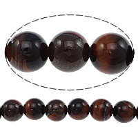 Tiger Eye Beads, Round red, Grade A Inch 