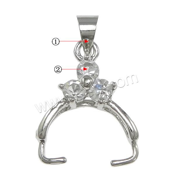 Zinc Alloy Pinch Bail, plated, with rhinestone, more colors for choice, nickel, lead & cadmium free, 13x17x3mm, 1mm, Hole:Approx 3x4mm, Sold By PC