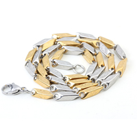 Stainless Steel Chain Necklace, 316L Stainless Steel, plated, bar chain & two tone, 4mm Approx 21.5 Inch 