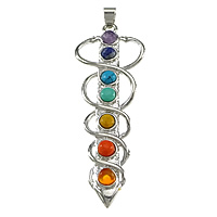 Gemstone Brass Pendants, with Brass, platinum color plated, nickel, lead & cadmium free Approx 