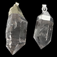 Clear Quartz Pendant, with Brass, Nuggets, plated, faceted nickel, lead & cadmium free, 13-25x27-43mm Approx 