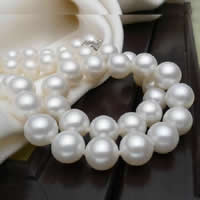 Natural Freshwater Pearl Necklace, brass box clasp, Round 9-10mm Approx 17 Inch 