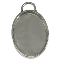 Monture de pendentif en acier inoxydable, ovale plat, couleur originale Environ Diamètre inté Environ Vendu par PC