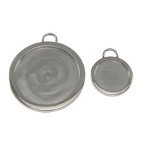 Stainless Steel Pendant Setting, Flat Round original color Approx 