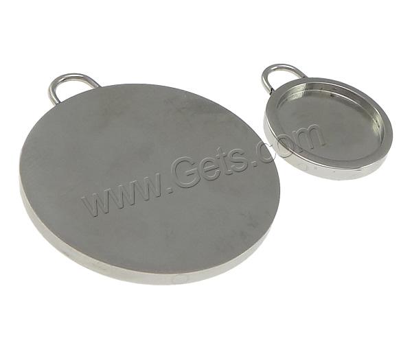 Stainless Steel Pendant Setting, Flat Round, different size for choice, original color, Hole:Approx 4x3mm, Sold By PC
