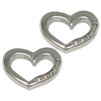 Stainless Steel Heart Pendants, with rhinestone, original color Approx 1.5mm 