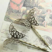 Hair Slide Finding, Iron, with Brass, Butterfly, antique bronze color plated, nickel, lead & cadmium free 