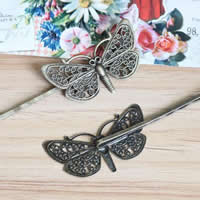 Hair Slide Finding, Iron, with Brass, Butterfly, antique bronze color plated, nickel, lead & cadmium free 72mm 