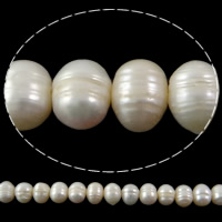 Perle comme Pommes de terre perles d'eau douce, perle d'eau douce cultivée, pomme de terre, naturel, blanc, grade A, 7-8mm Environ 0.8mm pouce, Vendu par brin