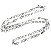 acero inoxidable Collar de cadena, cadena Rolo, color original, 5mm, longitud:aproximado 22 Inch, Vendido por Sarta