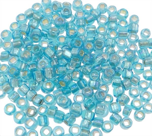 Silverlined S.H.Rainbow Glass Seed Beads, Rondelle, silver-lined, square hole & different size for choice, more colors for choice, Grade AAA, Hole:Approx 1-1.5mm, Sold By Bag