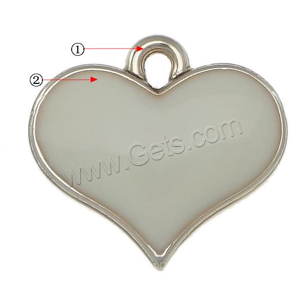 Zinc Alloy Heart Pendants, plated, enamel, more colors for choice, nickel, lead & cadmium free, 19.5x18x3mm, Hole:Approx 2mm, Sold By PC