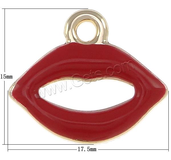 Zinc Alloy Lip Pendant, plated, enamel & hammered, more colors for choice, nickel, lead & cadmium free, 17.5x15x2mm, Hole:Approx 2mm, Sold By PC