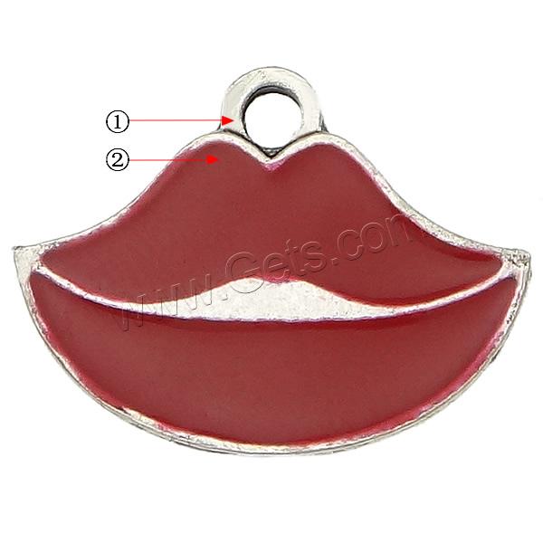 Zinc Alloy Lip Pendant, plated, enamel, more colors for choice, nickel, lead & cadmium free, 20x15.5x1.5mm, Hole:Approx 2mm, Sold By PC