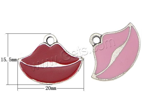Zinc Alloy Lip Pendant, plated, enamel, more colors for choice, nickel, lead & cadmium free, 20x15.5x1.5mm, Hole:Approx 2mm, Sold By PC