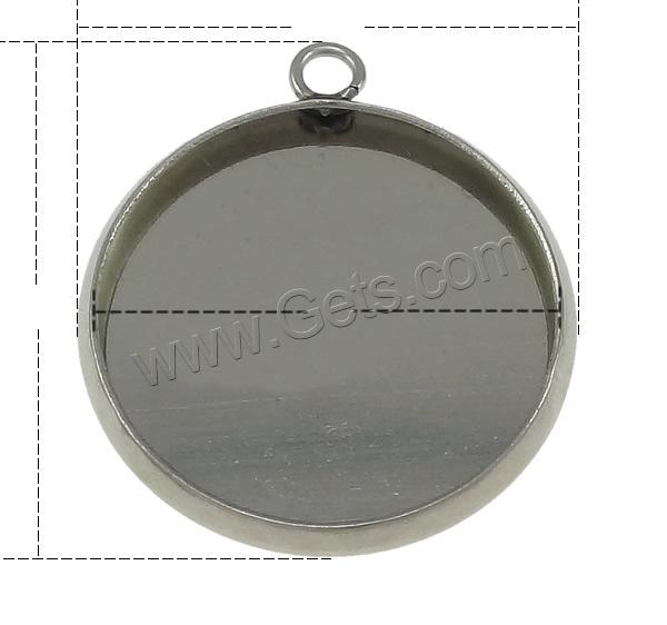 Stainless Steel Pendant Setting, Flat Round, different size for choice, original color, Sold By PC