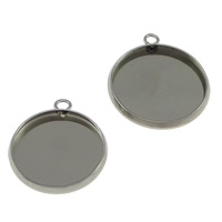 Stainless Steel Pendant Setting, Flat Round original color [