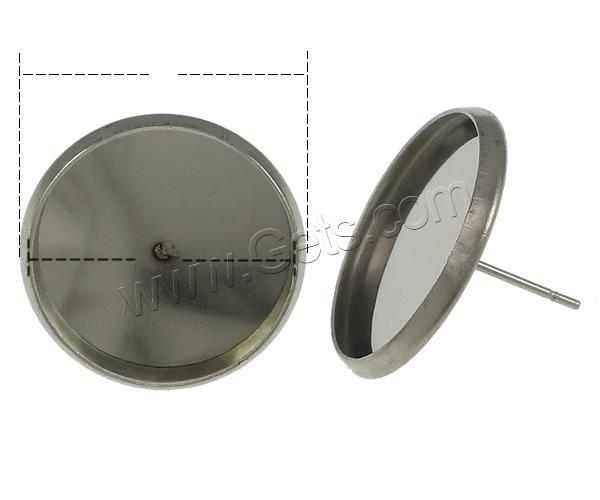 Stainless Steel Earring Stud Component, Flat Round, different size for choice, original color, Sold By Pair