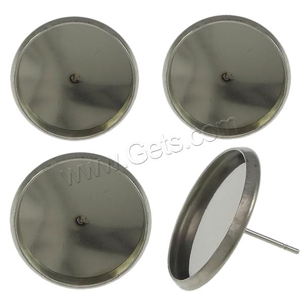 Stainless Steel Earring Stud Component, Flat Round, different size for choice, original color, Sold By Pair